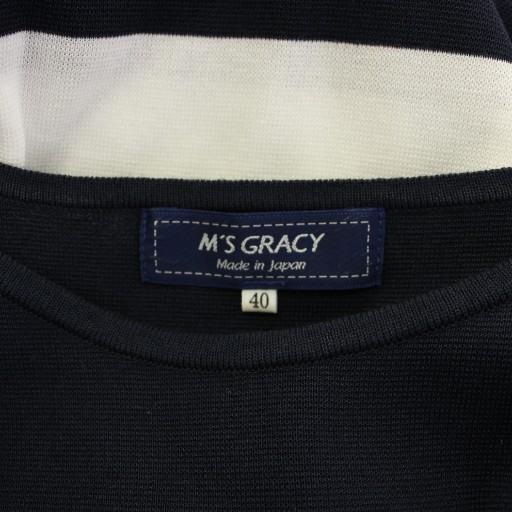 エムズグレイシー M'S GRACY ニットワンピース ひざ丈 半袖 クルー