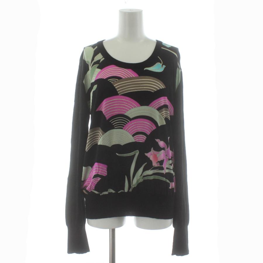 美品】LEONARDレオナール ニットカットソー シルク混 黒 ボルドー M 美