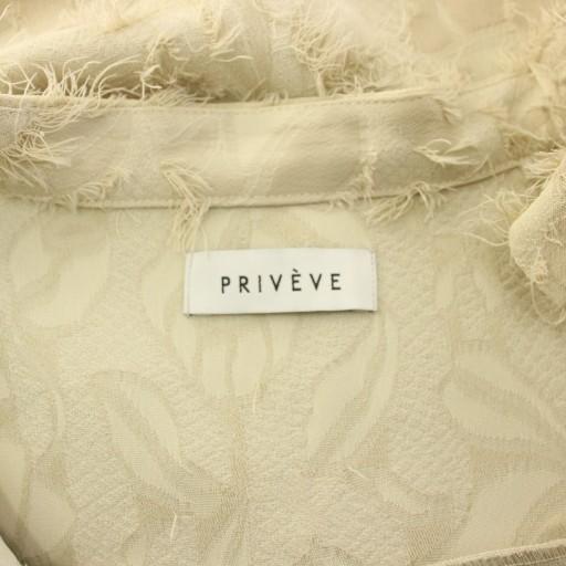 プリヴェヴェ PRIVEVE 3Dジャガードワンピース 半袖 ロング F ベージュ