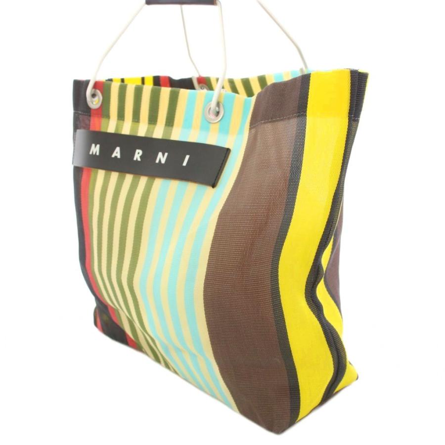 【美品】MARNI フラワーカフェ　ストライプ ハンドバッグ　ナイロンバック MARNI（マルニ） フラワー カフェ MARNI FLOWER CAFE レディース