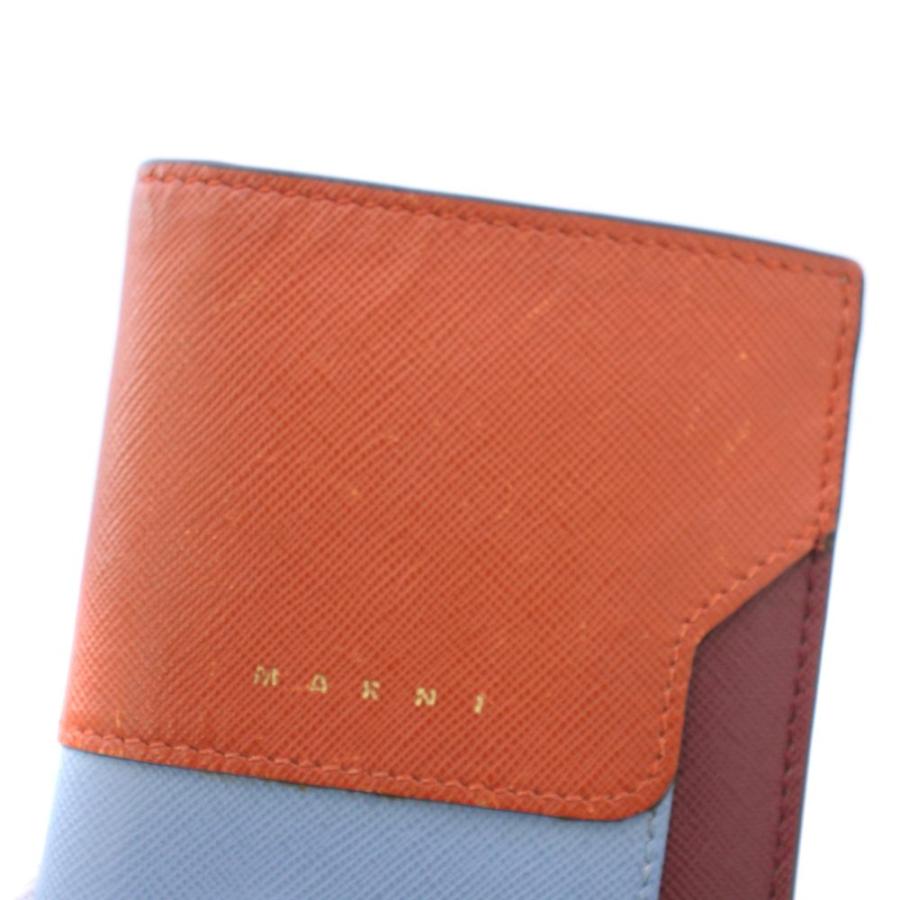 美品✨　マルニ　MARNI　二つ折り財布　ミニウォレット　レザー　マルチカラー MARNI（マルニ） 二つ折り財布 コンパクトウォレット レザー 切替 ロゴ