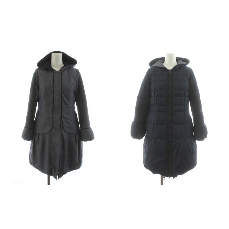 トッカ TOCCA ダウンコート ロング丈 フード リバーシブル ドット柄 