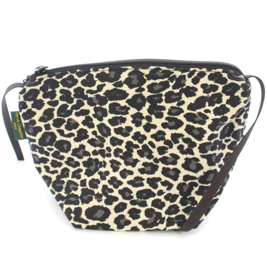 極美品 エルベシャプリエ パンサー ブラン 舟形 ショルダー バッグ レオパード エルベシャプリエ Herve Chapelier ビッグポシェット パンサーブラン