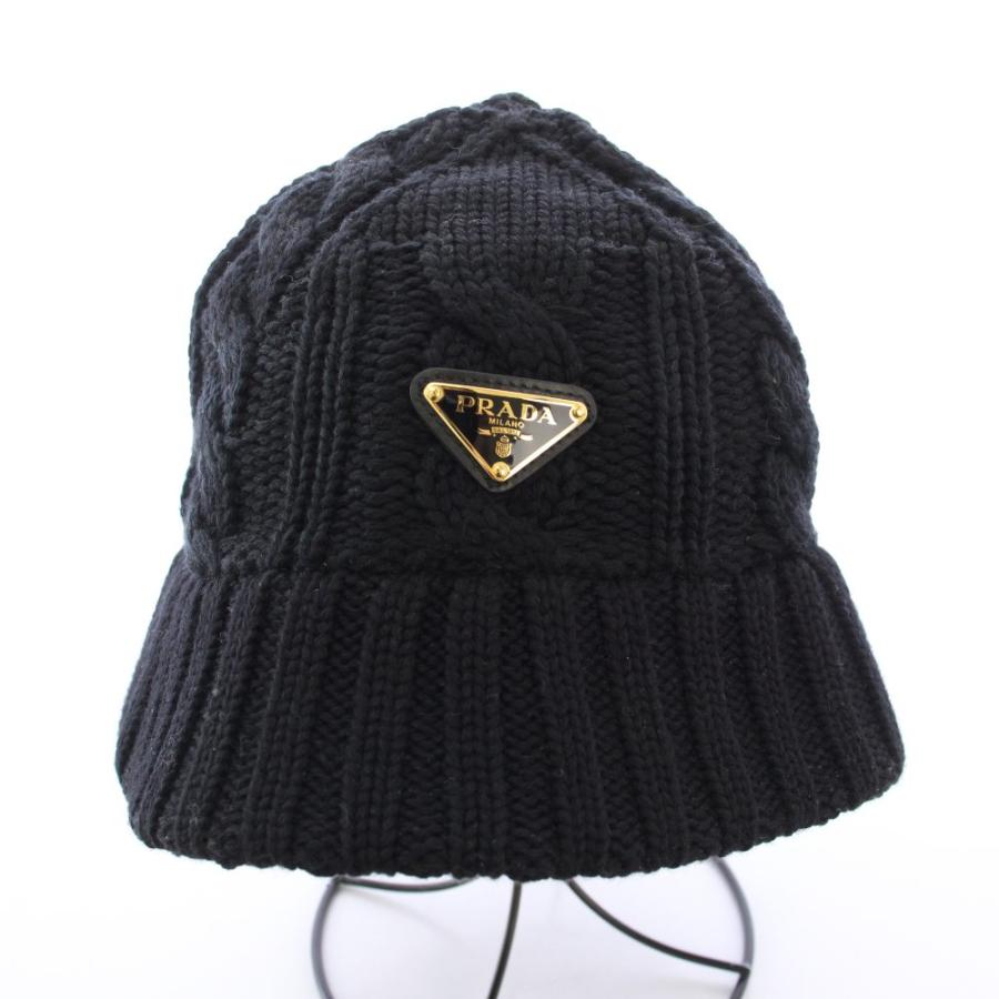 ★PRADA★プラダ/バケットハット/フェドラ/帽子/トライアングル/黒/バケハ PRADA（プラダ） ウールバケットハット バケハ ニット 帽子