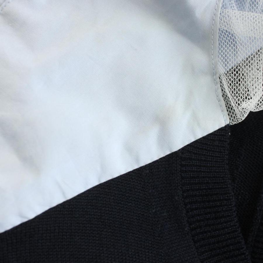 サカイ sacai ニットワンピース ひざ丈 長袖 ドッキング プリーツ 1 紺