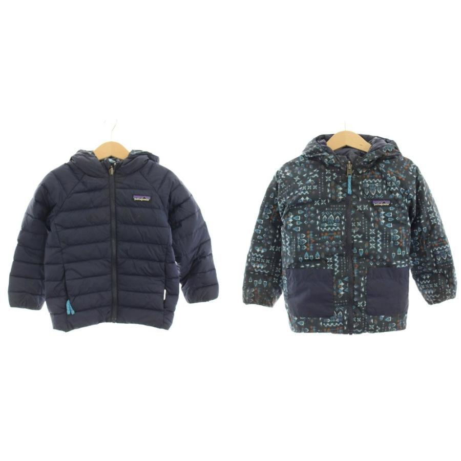 patagonia フード付きアウター 95cm ネイビー、リバーシブル パタゴニア Patagonia 子ども服 ダウンジャケット リバーシブル 4T 紺