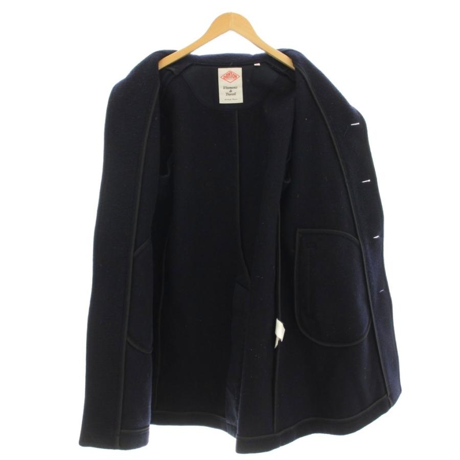 ダントン DANTON ウールモッサ ロングコート ステンカラー 40 ネイビー