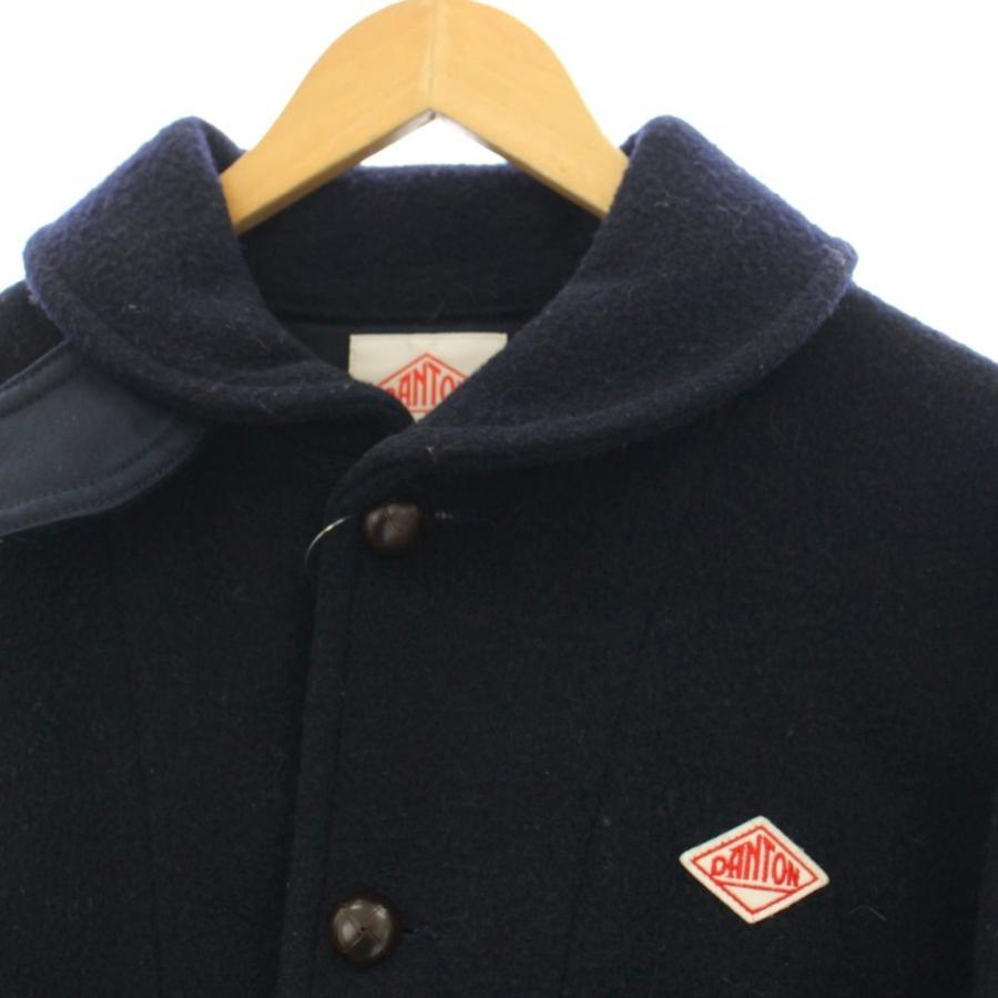 ダントン DANTON ウールモッサ ロングコート ステンカラー 40 ネイビー