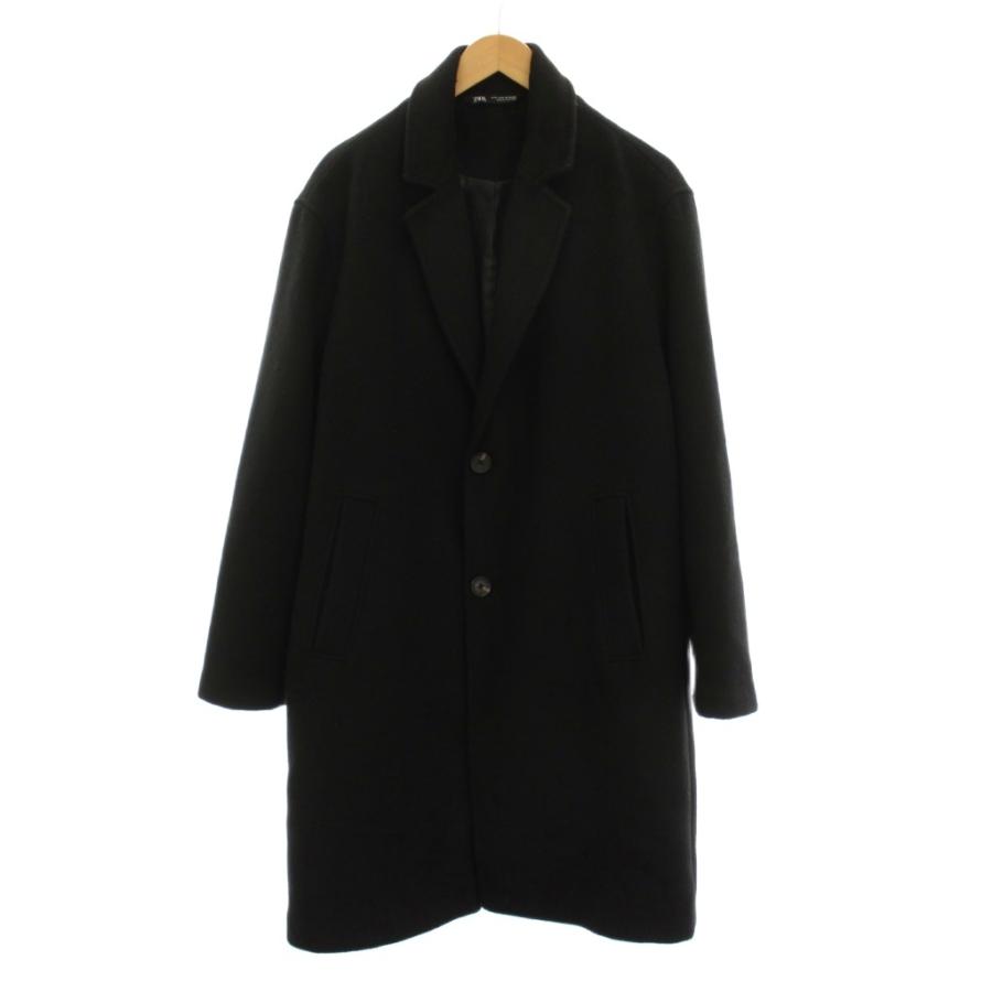 ZARA（ザラ） チェスターコート ウール アウター M 黒 ブラック 3046