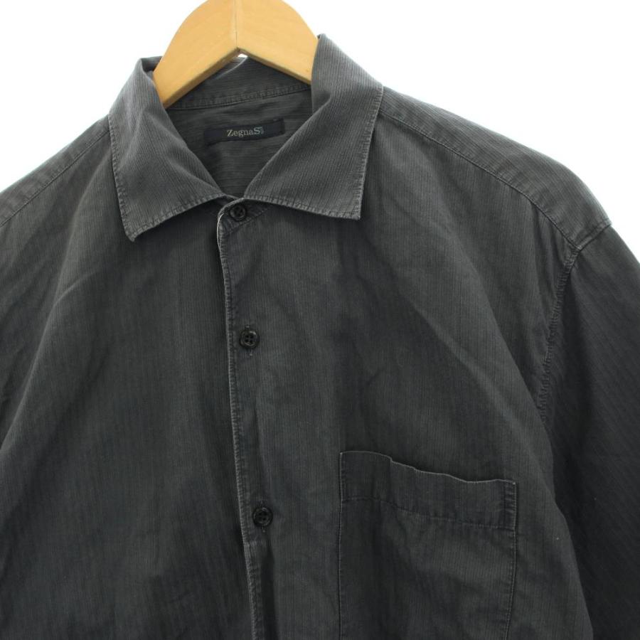 ゼニア Zegna 半袖 シャツ ストライプ L グレー /☆G メンズ |  | 03