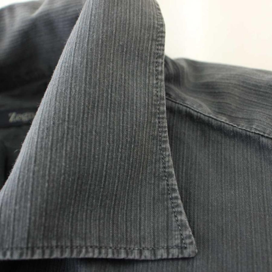 ゼニア Zegna 半袖 シャツ ストライプ L グレー /☆G メンズ |  | 04