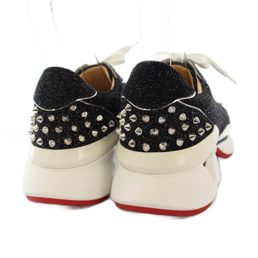 クリスチャンルブタン Christian louboutin スパイク グリッター スニーカー ローカット 39 黒 /KH レディース_2