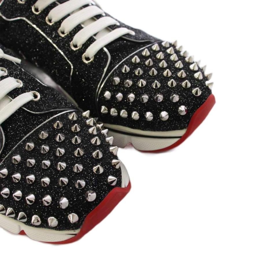 クリスチャンルブタン Christian louboutin スパイク グリッター スニーカー ローカット 39 黒 /KH レディース_3