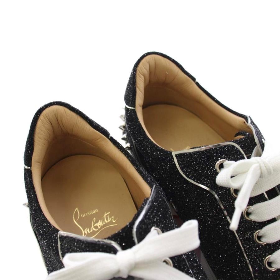 クリスチャンルブタン Christian louboutin スパイク グリッター スニーカー ローカット 39 黒 /KH レディース_4