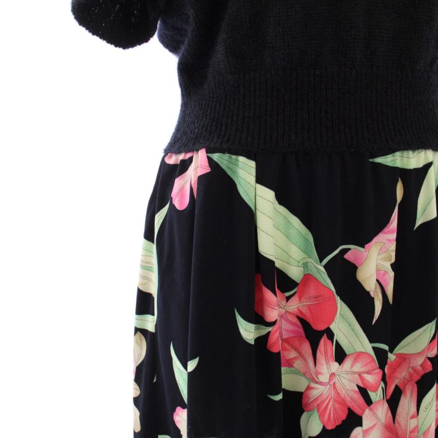 LEONARD（レオナール） LEONARD FASHION ニット切替ワンピース 半袖