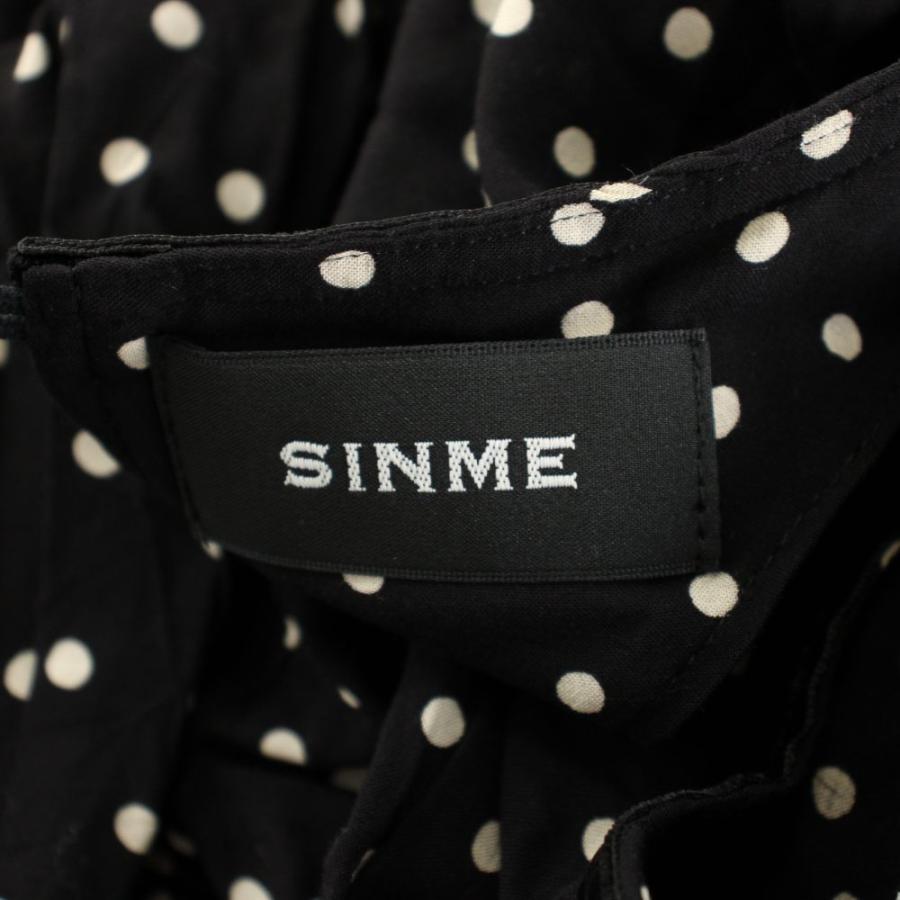 シンメ SINME ワンピース ロング ドット柄 7分袖 M 黒 ブラック /AN68