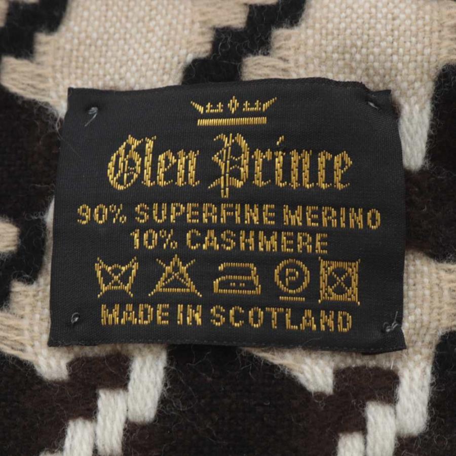 グレンプリンス Glen Prince マフラー 千鳥格子 カシミヤ混 フリンジ 