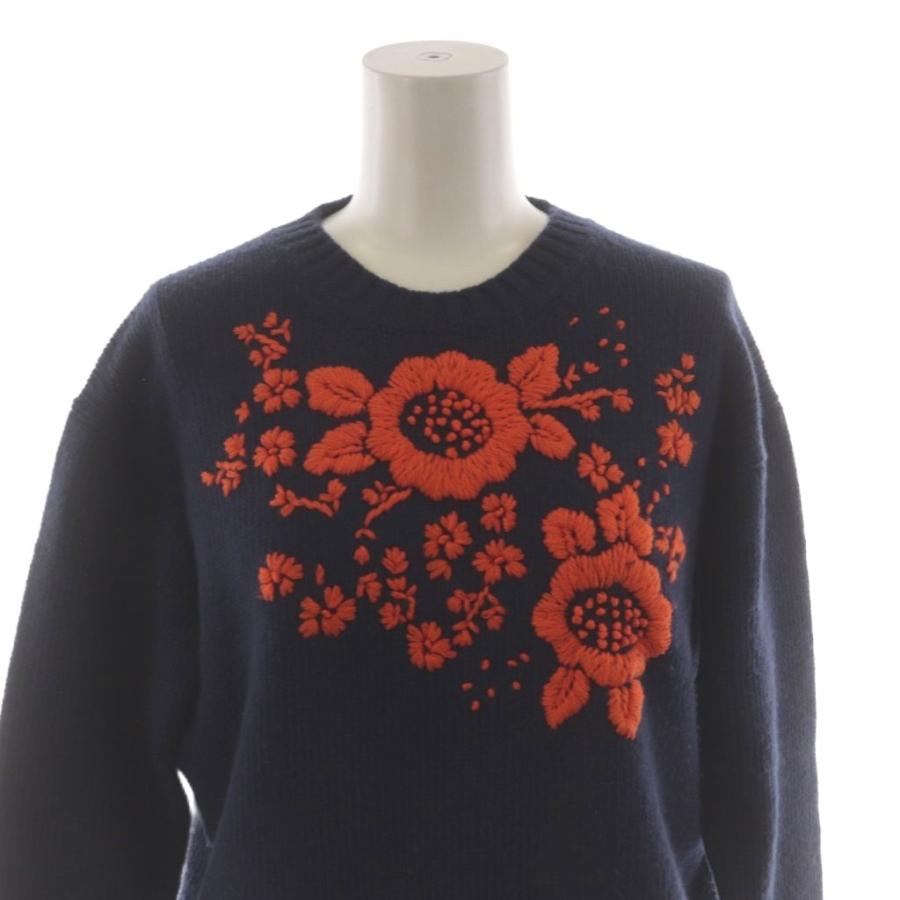 プラダ PRADA ニット セーター ウール カシミヤ混 38 オレンジ 紺 