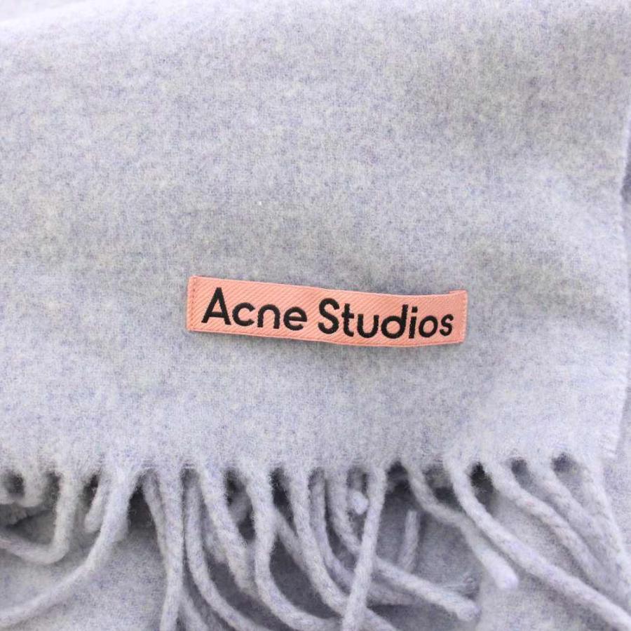アクネ ストゥディオズ Acne Studios マフラー フリンジ ロゴ 水色