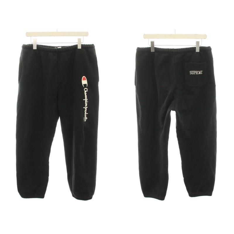 アップ‼️Supreme 黒 パーカー スウェットパンツ セット Supreme（シュプリーム） チャンピオン セットアップ プルオーバー