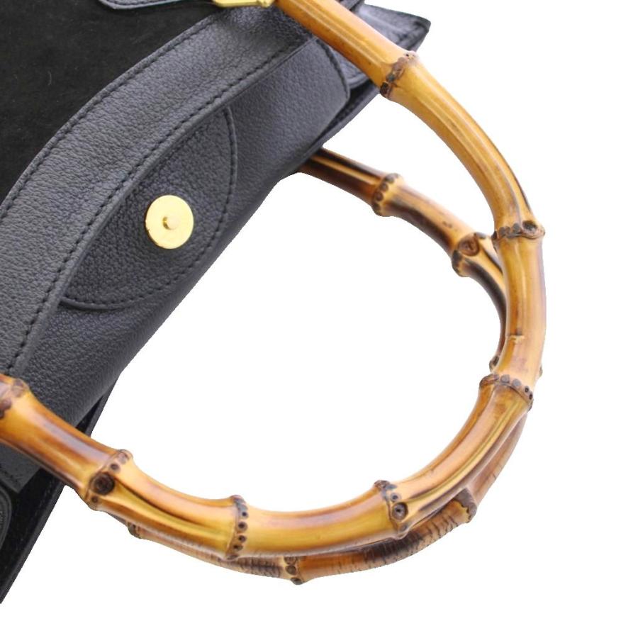 GUCCI（グッチ） バンブー ハンドバッグ スエード レザー 切替 黒