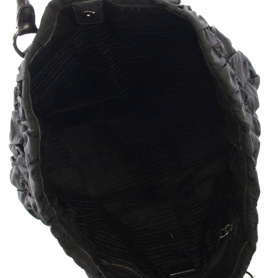 美品 シルクPRADA 黒 リングハンドル パーティーバッグ PRADA（プラダ） 【並行輸入品】 ハンドバッグ ミディアム ダブル