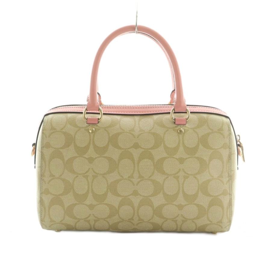 COACH（コーチ） ボストンバッグ シグネチャー柄 ベージュ ピンク 