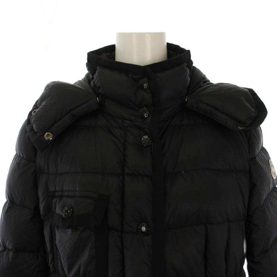 モンクレール MONCLER HERMINE フーデッド ダウンコート ロング ジップアップ ナイロン 1 黒 B20934930005 53048 /BM レディース_6