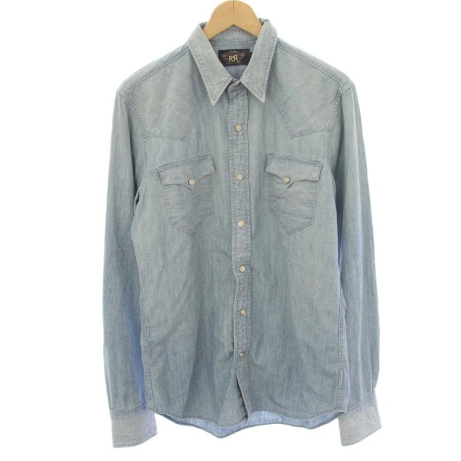 ダブルアールエル RRL ウエスタンシャツ デニムシャツ 長袖 USED加工 M 