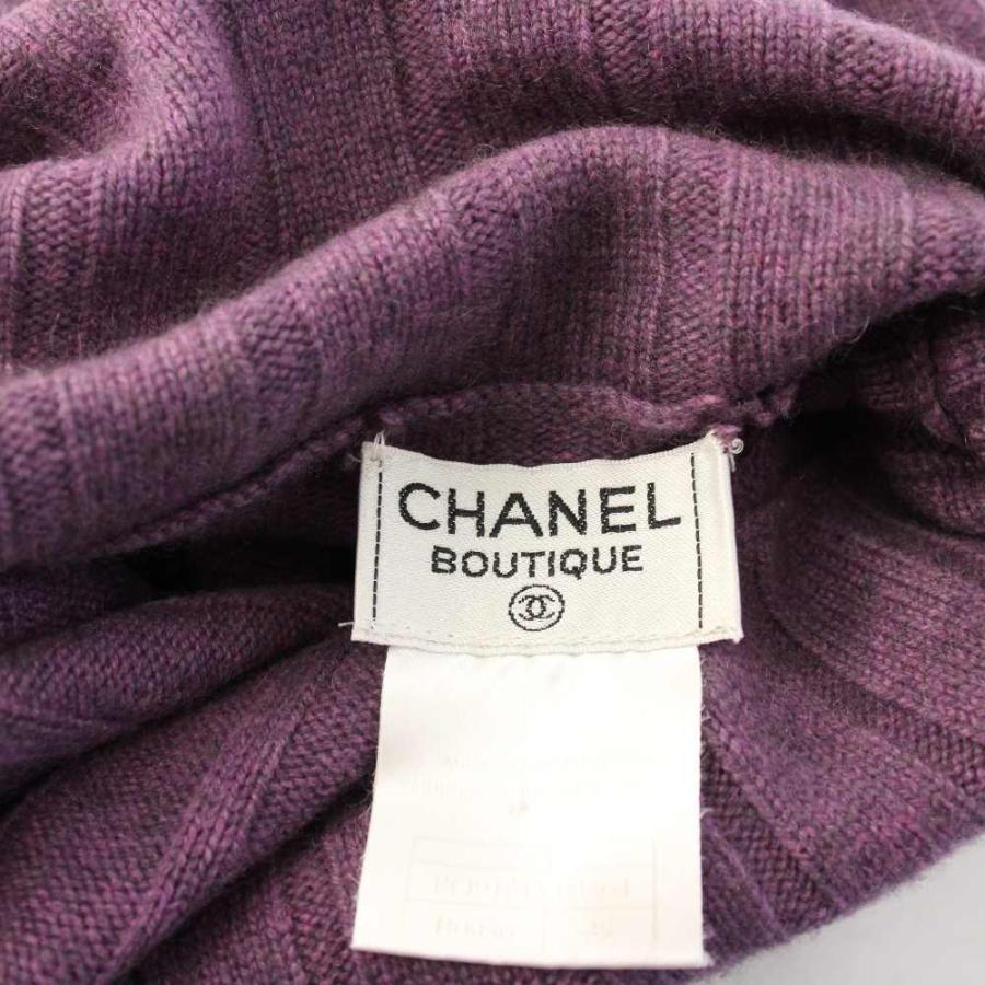 シャネル CHANEL 97A  ニット セーター タートルネック 長袖 リブ編み カシミヤ ヴィンテージ 38 紫 パープル PO9121V00364 レディースの画像