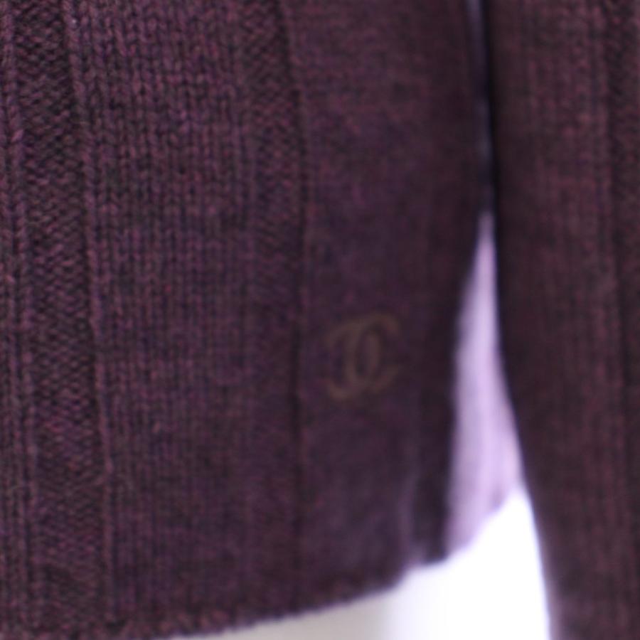 シャネル CHANEL 97A  ニット セーター タートルネック 長袖 リブ編み カシミヤ ヴィンテージ 38 紫 パープル PO9121V00364 レディースの画像