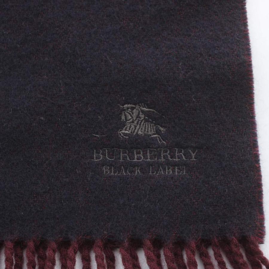 バーバリーブラックレーベル マフラー フリンジ ボルドー 黒 ブラック BURBERRY BLACK LABEL（バーバリーブラックレーベル） マフラー