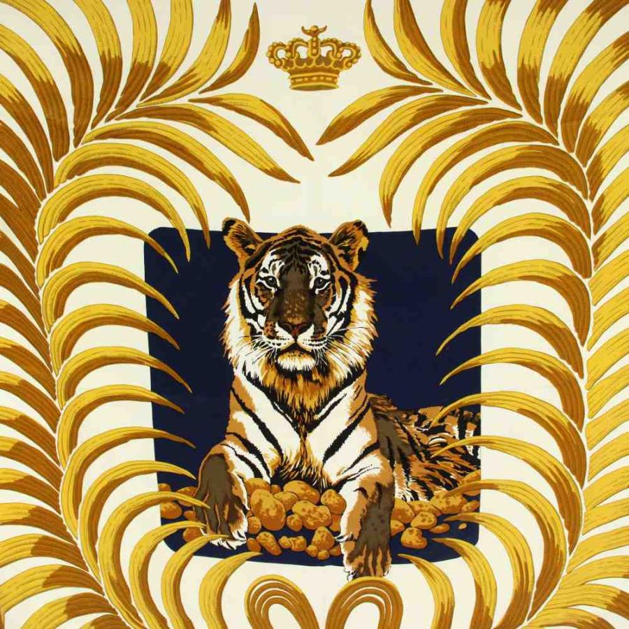 HERMES（エルメス） 王者の虎 カレ90 スカーフ 総柄 シルク 絹