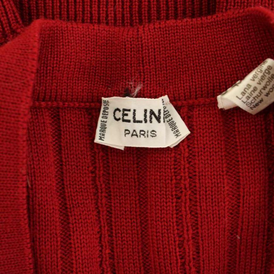 CELINE（セリーヌ） ニットカーディガン ウール 36 赤 レッド 長袖 V