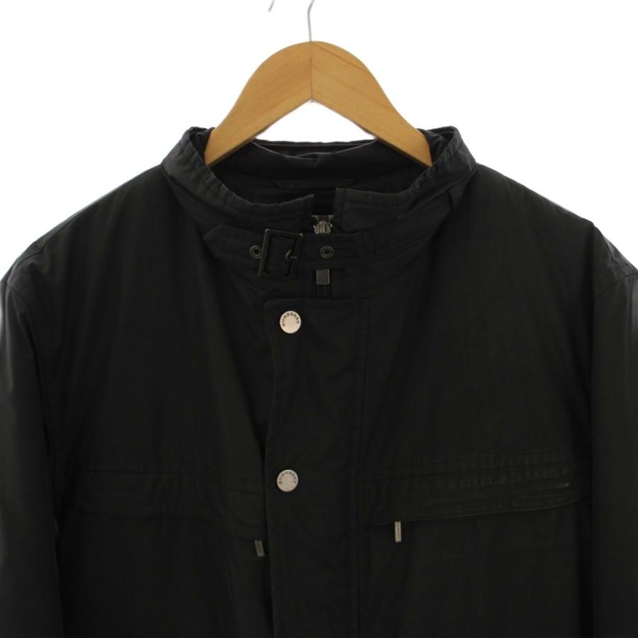 バーバリーロンドン ステンカラー ジャケット ノバチェック 比翼ボタン ブラック 美品 2XL バーバリーロンドン アンゴラ混 ブラックジャケット ノバ