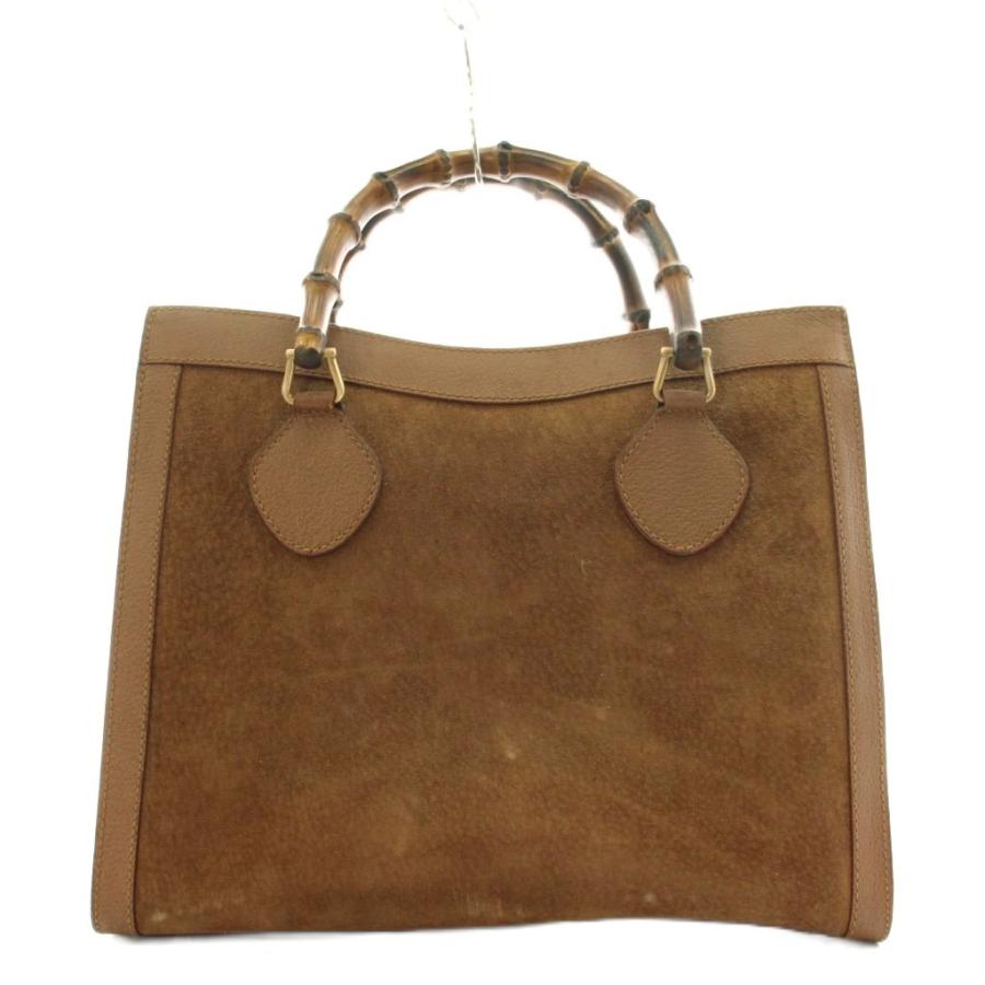 GUCCI バンブーハンドル トートバッグ(スエード、ブラウン) GUCCI（グッチ） バンブーハンドル ハンドバッグ スエード レザー 茶
