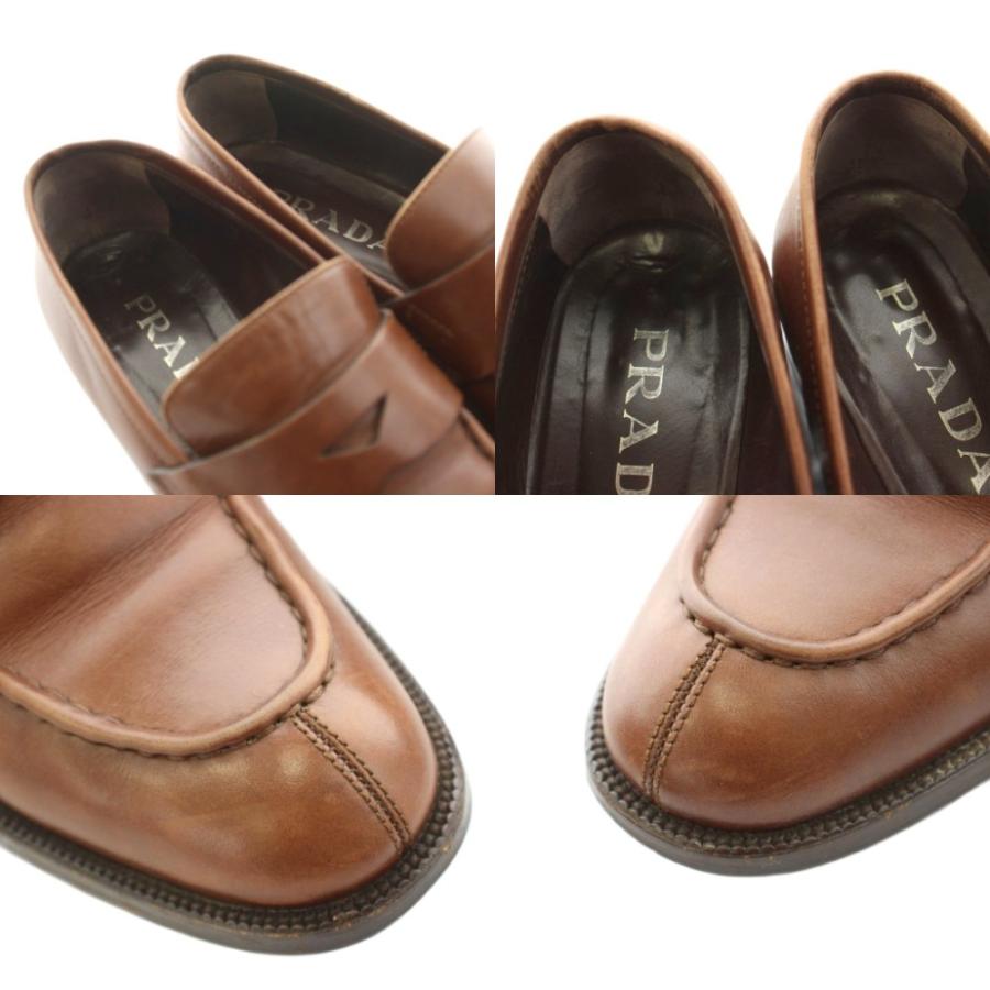PRADA（プラダ） ローファー レザー 37.5 茶 ブラウン /KU ○D 