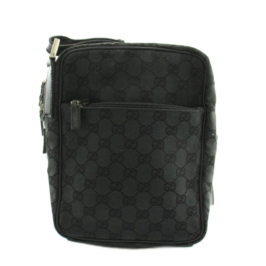 グッチ GGキャンバス ショルダーバッグ レザー 黒 018 1612 GUCCI（グッチ） GUCCI GGキャンバス ショルダーバッグ レザー 黒