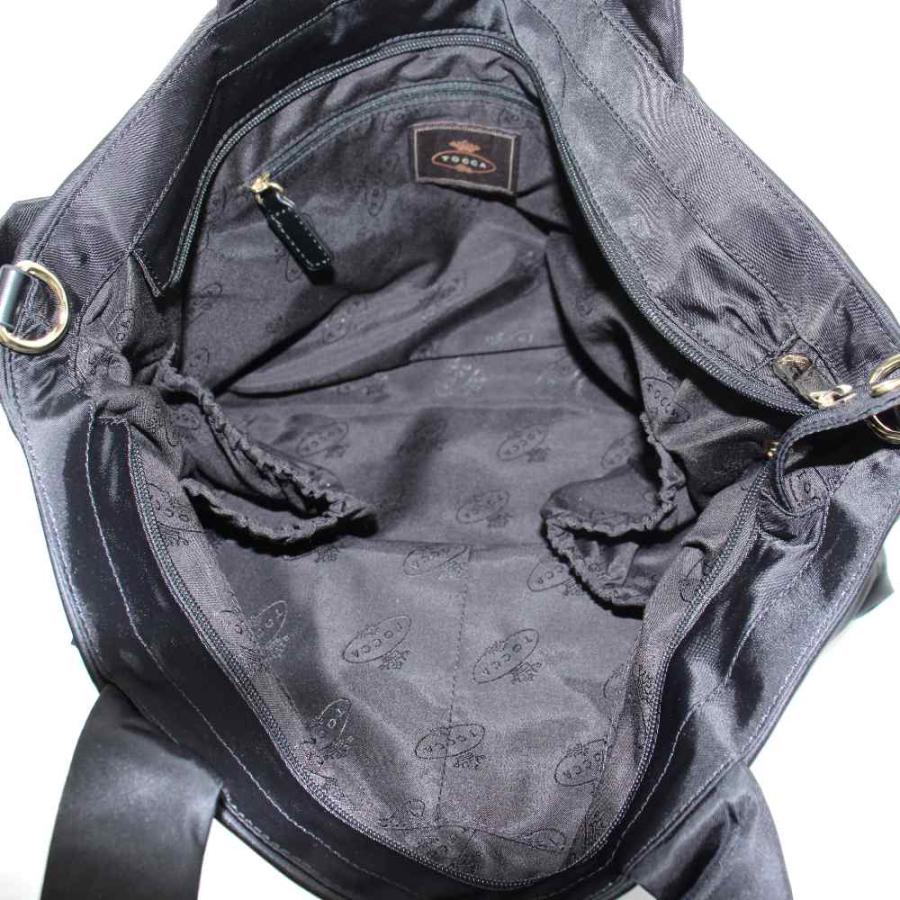 トッカ TOCCA ハンドバッグ トートバッグ フリル リボン ナイロン 黒