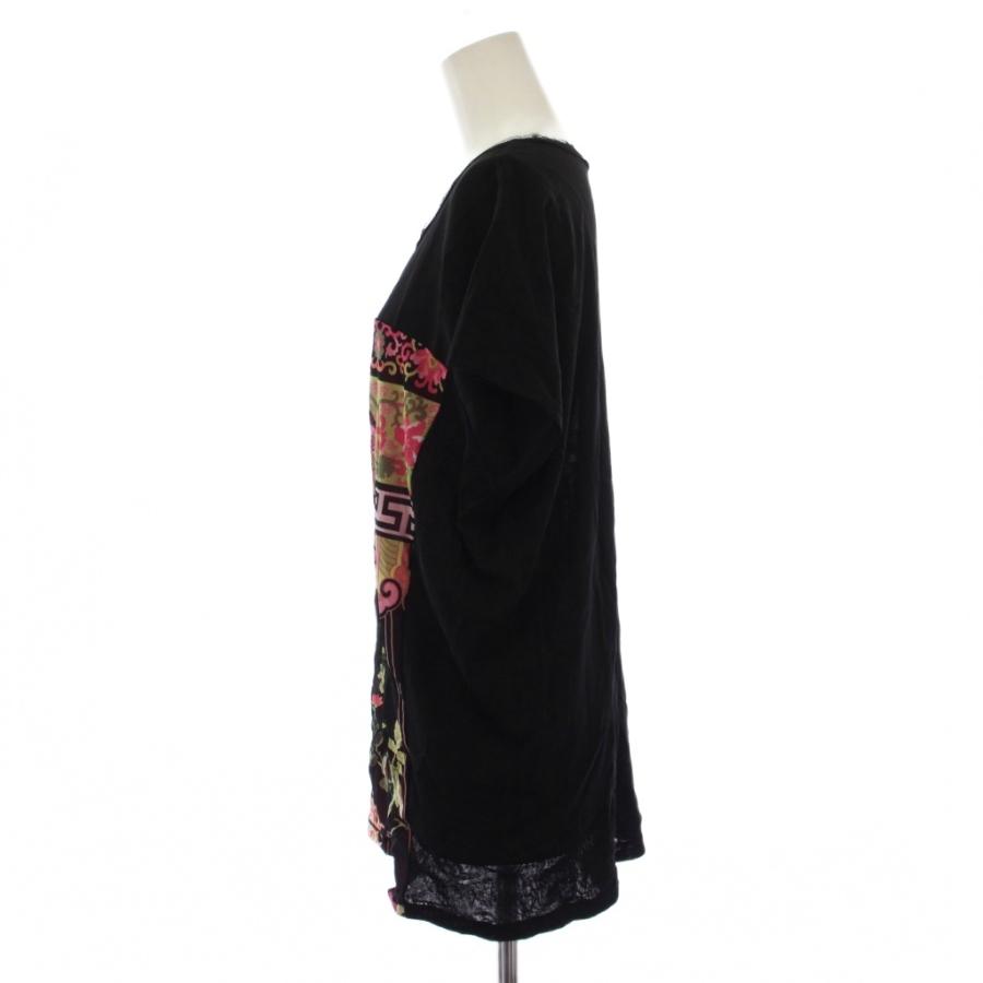 ヴィヴィアンタム VIVIENNE TAM チュニック カットソー 半袖 文鳥 ラブバード ナイロン 1 黒 ピンク /BM レディース