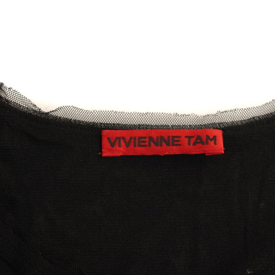ヴィヴィアンタム VIVIENNE TAM チュニック カットソー 半袖 文鳥 ラブバード ナイロン 1 黒 ピンク /BM レディース