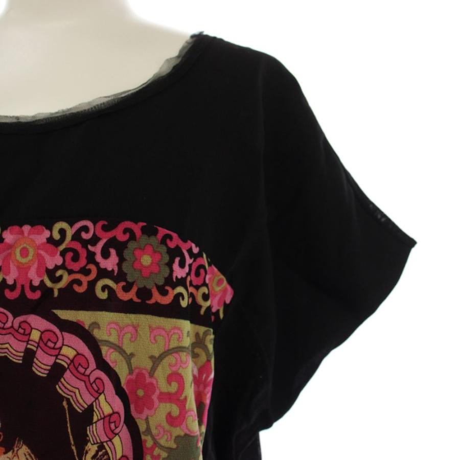 ヴィヴィアンタム VIVIENNE TAM チュニック カットソー 半袖 文鳥 ラブバード ナイロン 1 黒 ピンク /BM レディース