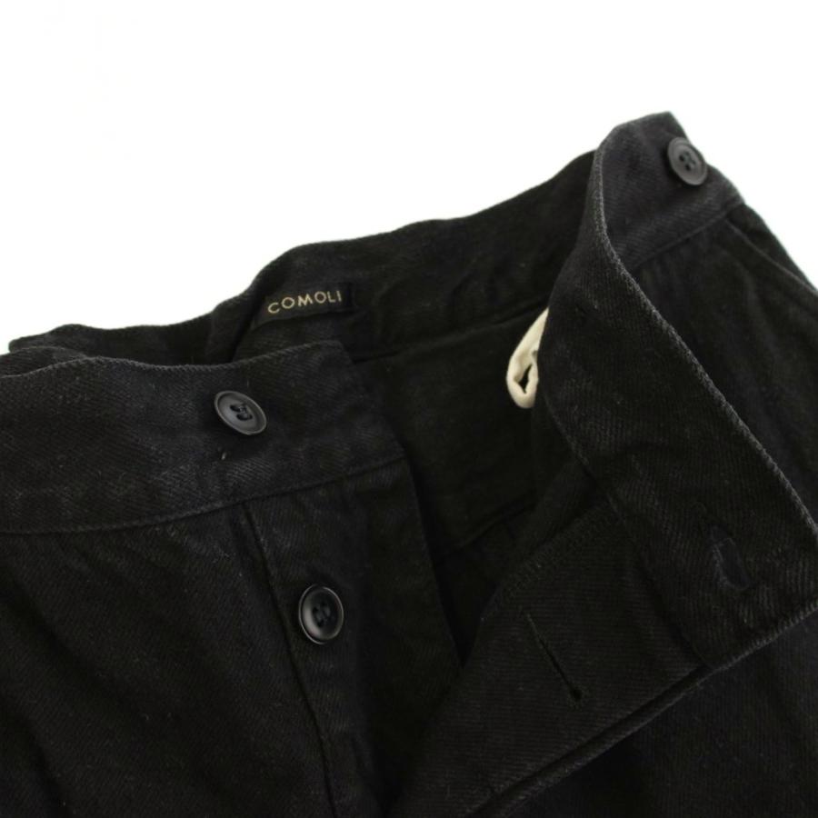 コモリ COMOLI 21SS デニムオーバーパンツ ジーンズ ワイドパンツ ボタンフライ 1 黒 ブラック T01-03005 /YT メンズ_2