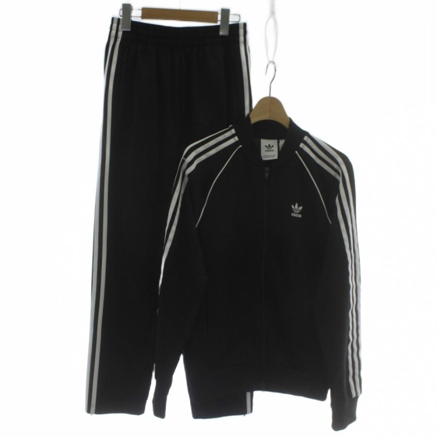 アディダスオリジナルス　セットアップ　パーカー　ジャージ　ブラックホワイトライン adidas（アディダス） セットアップ ジャージ パーカー イージーパンツ