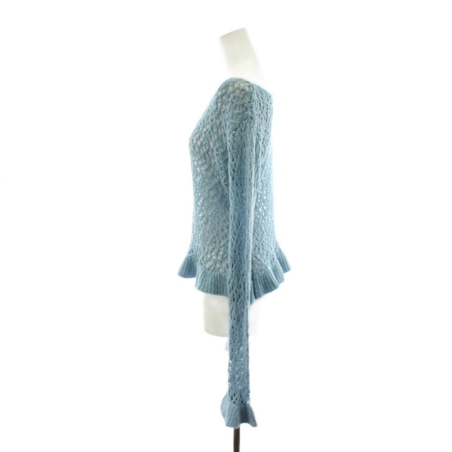 クラネ ニット 長袖 2 水色 ライトブルー 18106-2012 クラネ CLANE 25SS BOAT NECK CROCHET KNIT TOPS ニット 長袖 2 水色