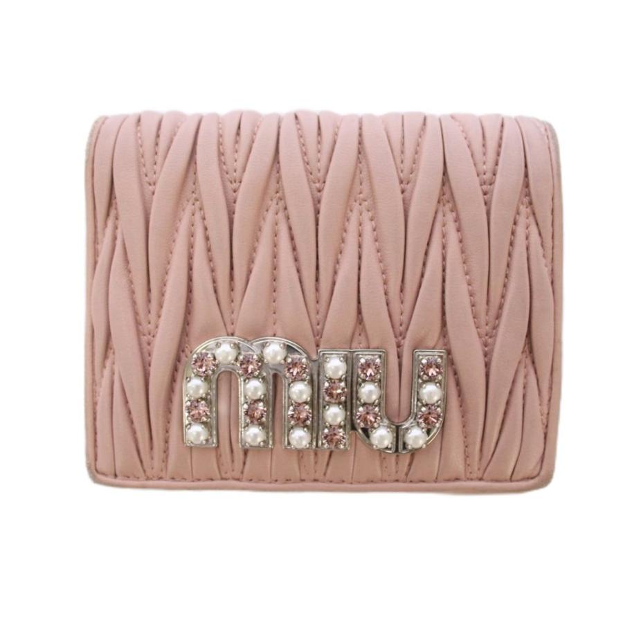miu miu（ミュウミュウ） マテラッセ ビジュー 財布 二つ折り レザー