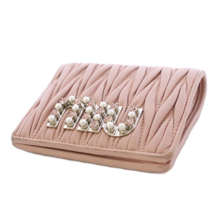 miu miu（ミュウミュウ） マテラッセ ビジュー 財布 二つ折り レザー