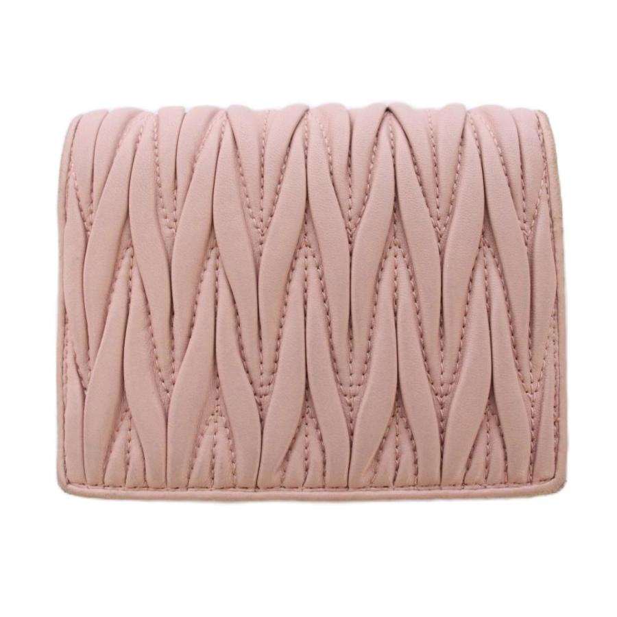 miumiu マテラッセ 2つ折り財布 ピンク ビジュー miu miu（ミュウミュウ） マテラッセ ビジュー 財布 二つ折り レザー