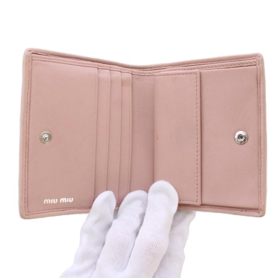 miumiu マテラッセ 2つ折り財布 ピンク ビジュー miu miu（ミュウミュウ） マテラッセ ビジュー 財布 二つ折り レザー