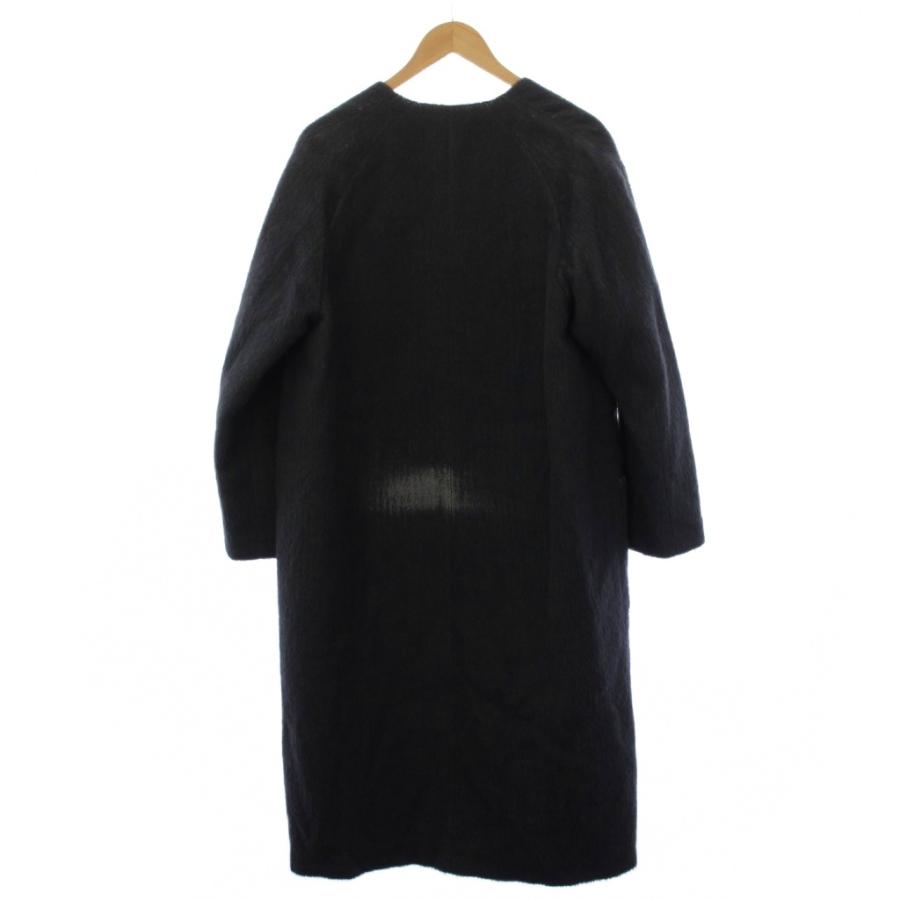 レディース 美品 ATON エイトン グレー ノーカラー ロングコート
